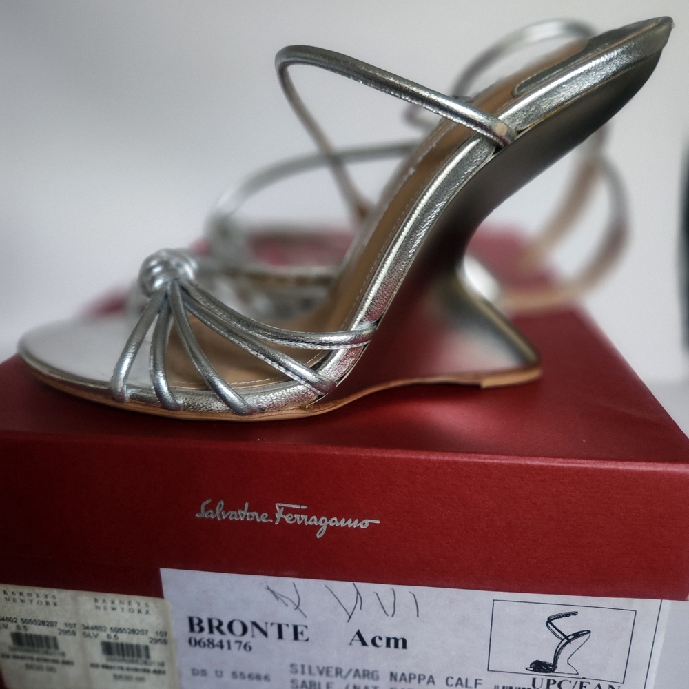 Salvatore Ferragamo Metallic Silver Heels - Picture 5 of 8